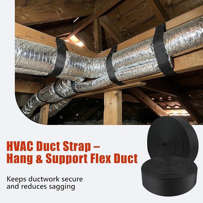 100Ft HVAC Duct Strap, Tight-Weave Nylon Duct Support Webbing, Heavy Duty Duct - Image 2