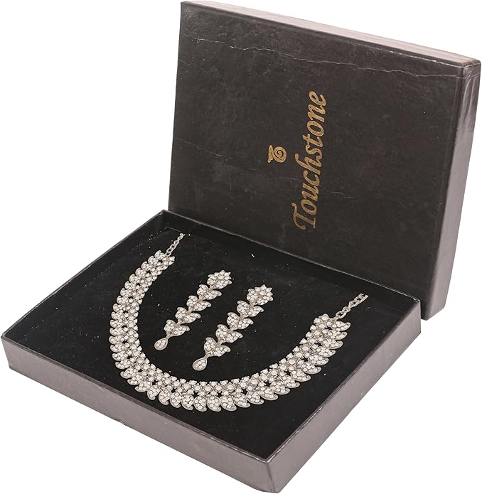 Touchstone Indian wedding jewelry set gold traditional necklaces for women statement rhinestone sets hollywood glamour style crystal stone bridal costume golden necklace