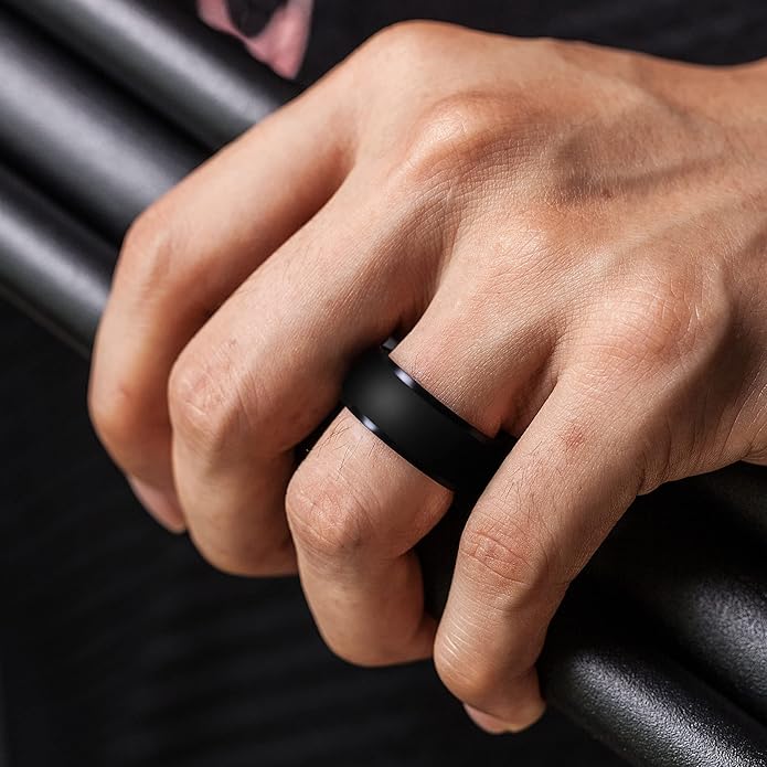 ThunderFit Men's Silicone Rings 10mm Wide 2.5mm Thick Rubber Bands, Breathable, Variety Multipack 1-10