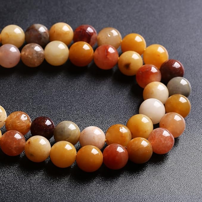 10MM 38PCS Natural Stone Golden Thread Jade Crystal Loose Beads for Jewelry Making DIY Bracelet Necklace 1 Strand 15’’
