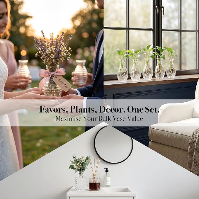 32 Pcs Clear Glass Bud Vases in Bulk, Small Vintage Bud Vase Set - Image 5