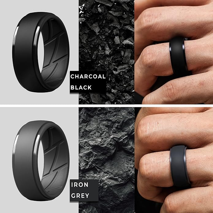 ThunderFit Men's Silicone Rings 10mm Wide 2.5mm Thick Rubber Bands, Breathable, Variety Multipack 1-10