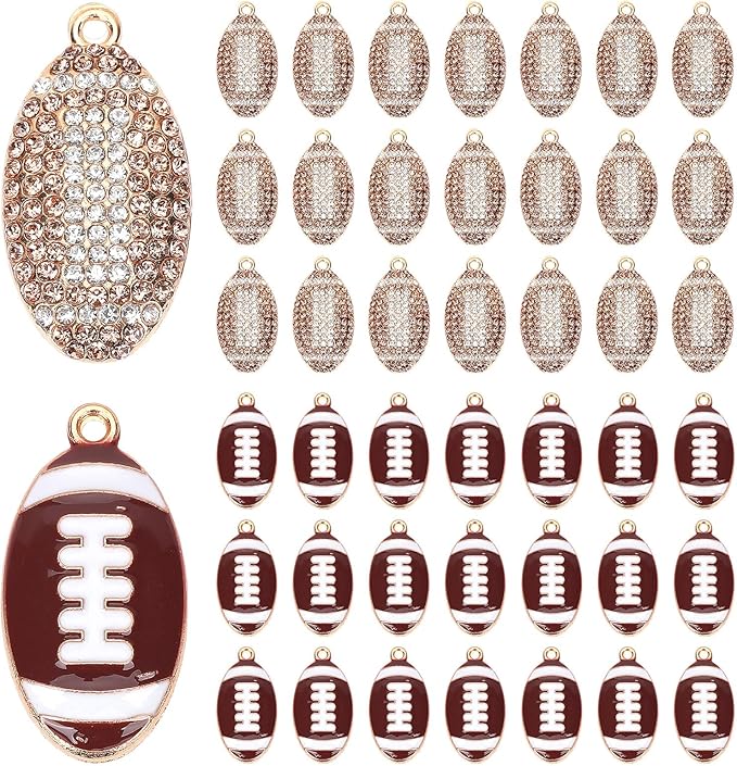 MARFOREVER Sports Charms, 40 Pcs/20 Pairs Football Charms for Jewelry Making, Enamel Rhinestone Ball Game Charm Pendants for Bracelet Necklace Earrings Making and DIY Crafts