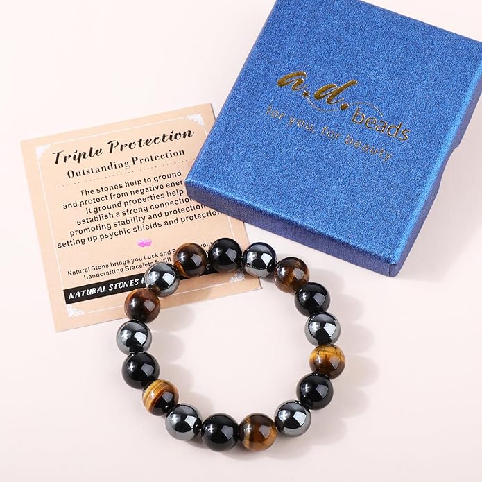AD Beads Handmade Gemstone Stretch Elastic Bracelet Crystal Healing Reiki Nature's Beauty and Spiritual Essence Unisex
