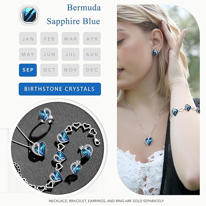Leafael Infinity love Heart Birthstone Stud Earrings for Women, Valentine's Day Gifts for Mom, Wife, and Her, Silver Plated Birthday Jewelry