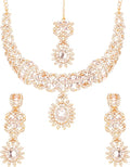 Touchstone Indian jewelry sets for women wedding gold kundan necklace traditional earrings tikka bollywood party style white crystal rhinestone guest gift bridal costume prom dainty accessories