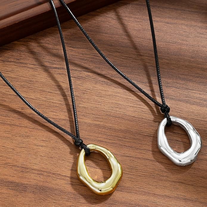 PLOUTOS Statement Modern Geometric Hollow Square Pendant Rope Chain Necklace for Women Bold Fashion Layering Collarbone Jewelry Party Wear Accessory