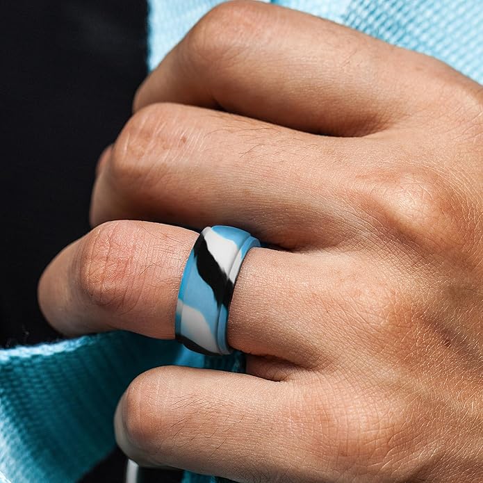 ThunderFit Men's Silicone Rings 10mm Wide 2.5mm Thick Rubber Bands, Breathable, Variety Multipack 1-10