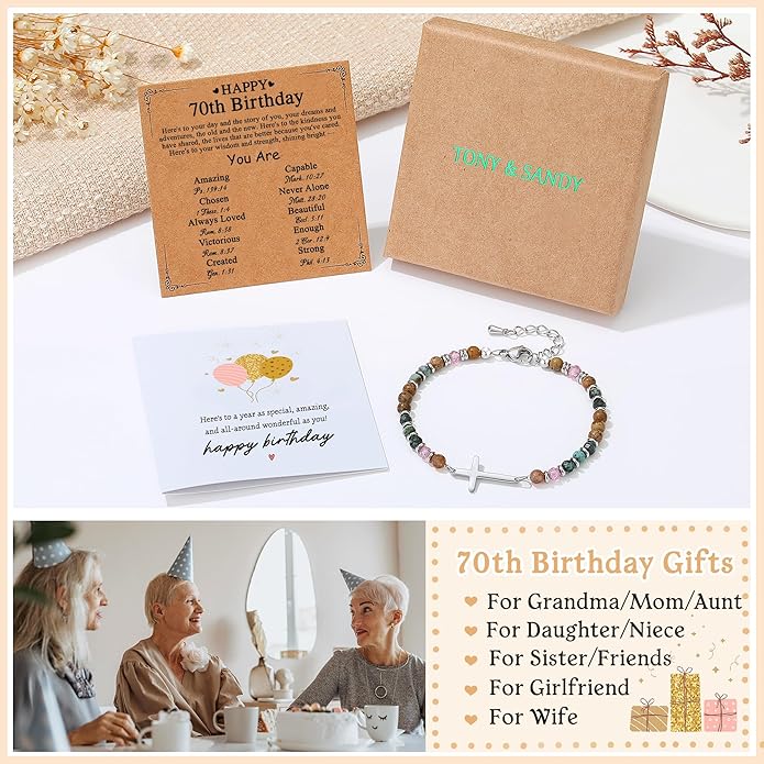 TONY & SANDY Christian Cross Bracelet for Women, Valentine's Day Gifts for Her, Confirmation Baptism Easter Gifts, Unique Gift for Friends Daughter Mom Sister in Christ Birthday Christmas