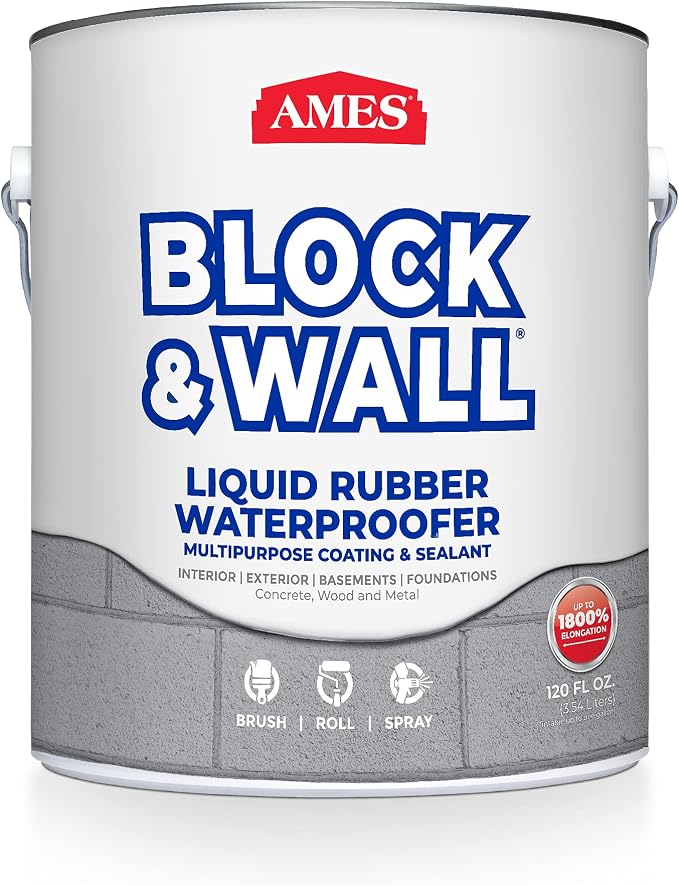 Ames Block & Wall™ Liquid Rubber Waterproofer Multi-Purpose Coating & Sealant by AmesResearchLaboratories