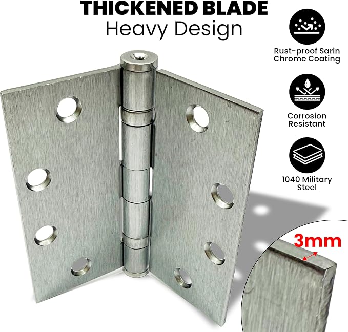 A1 ProGuard 4.5" Heavy Duty Door Hinge, 3 Pack 4.5 x 4.5 Inch Ball Bearing Door - Image 6