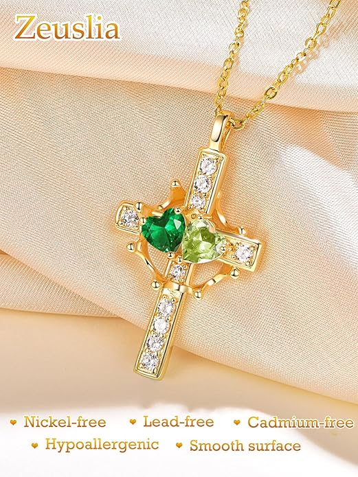 Valentine's Day Gifts for Wife 925 Sterling Silver Double Birthstone Pendant Necklaces I Love You for Always and Forever Necklace Anniversary Birthday Gifts for Wife Girlfriend Mom Her