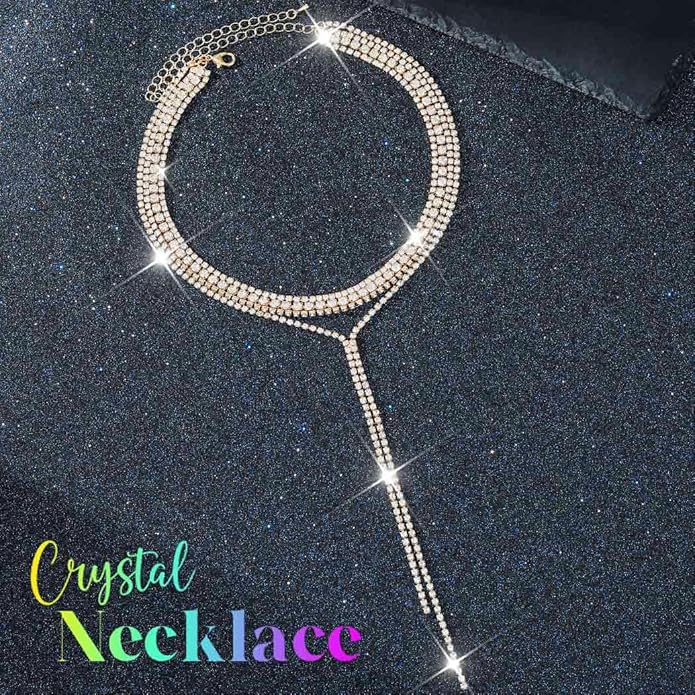 Unicra Black Rhinestone Necklace Diamond Choker Necklaces Formal Bridal Prom Fashion Costume Jewelry Necklace for Women