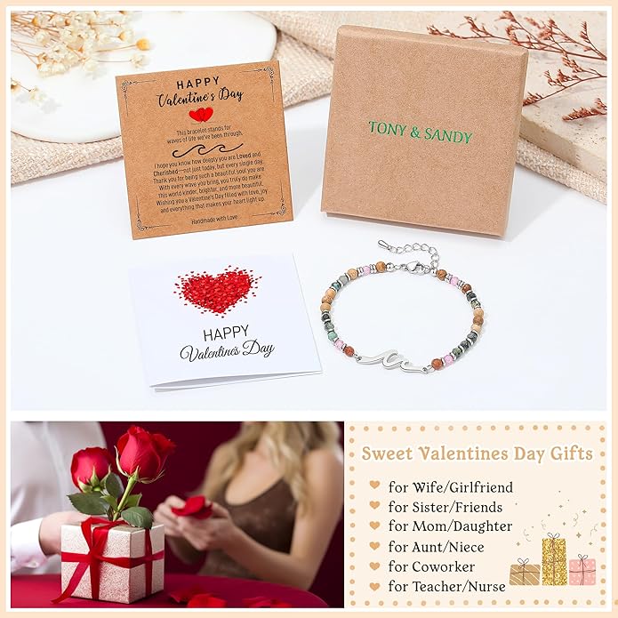 TONY & SANDY Friend Gifts for Women, Unique Valentine's Day Gifts for Her, Sister Gifts from Sister, Wave Bracelet, Christmas Birthday Gifts for Women, Bestie Friendship Bracelets