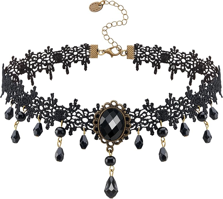 Choker Necklace for Women, Adjustable Goth Punk Black Choker Necklace, Highlights Your Collarbone Area
