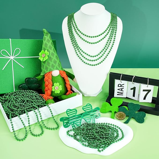 SHAOQINLIN 100 PCS St. Patricks Day Beads Necklace, 33" Green Mardi Gras Beads Christmas Necklaces Irish Saint Patricks Necklaces for St. Patricks Day Mardi Gras Parade Throws Birthday Party Favors
