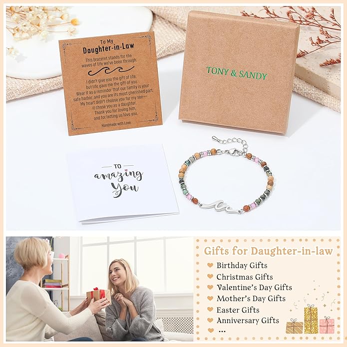 TONY & SANDY Friend Gifts for Women, Unique Valentine's Day Gifts for Her, Sister Gifts from Sister, Wave Bracelet, Christmas Birthday Gifts for Women, Bestie Friendship Bracelets
