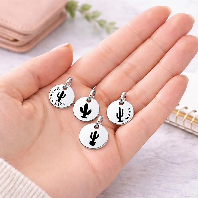 SM Design Western Charm Set of 4 – Stainless Steel Western Charms for Bracelets & Necklaces – Cowgirl, Ranch & Country Style Jewelry Charms – Western Gift for Women & Moms