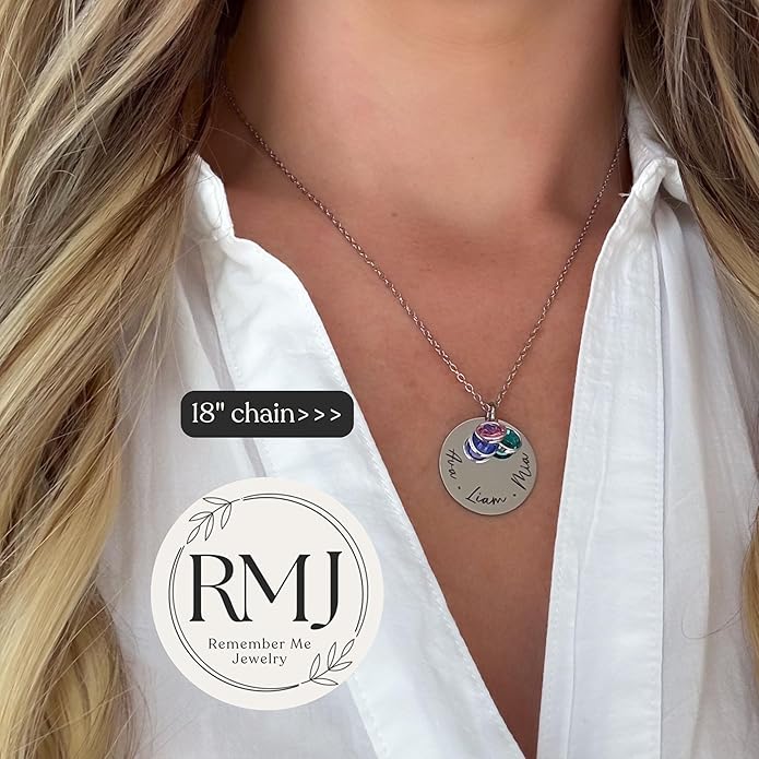 Custom Birthstone Name Necklace for Mom – 1 to 6 Kids Names with Swarovski Crystals – Personalized Gift for Women, Grandma, Wife – Family Jewelry, Mother’s Necklace in Gold, Silver, or Rose Gold