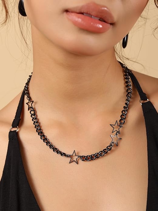 Sacina Gothic Punk Star Necklace, Star Choker, Emo Punk Grunge Y2k Necklace, Y2k Jewelry, Christmas Jewelry Gift For Women