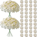 65Pcs Champagne Hydrangea Artificial Flowers Bulk, Realistic Silk Fake Flowers by Cherica