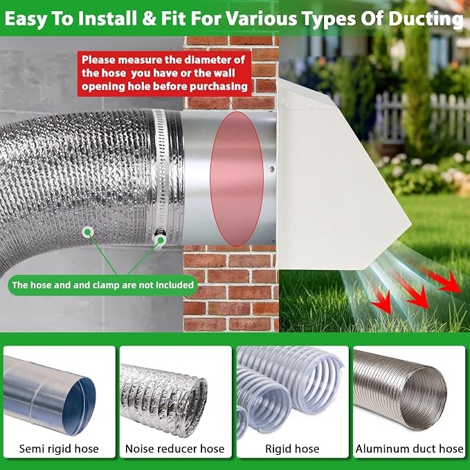 3 Inch Dryer Vent Cover Outside, Wall Vent Exhaust Vent Cover Exterior 3" Dryer - Image 6