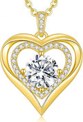 Valentine's Day Gift Moissanite Heart Pendant Necklaces for Women, 925 Sterling Silver Necklace Engraved with 'I LOVE YOU', Ideal Anniversary Birthday Jewelry Gifts for Mom Wife Girlfriend Daughter Her