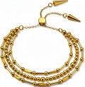 Adjustable Brass Bracelet for Women – Multi-Strand Bead and Bar Chain Design with Sliding Clasp, Minimalist Fashion Jewelry for Everyday Wear and Gifting