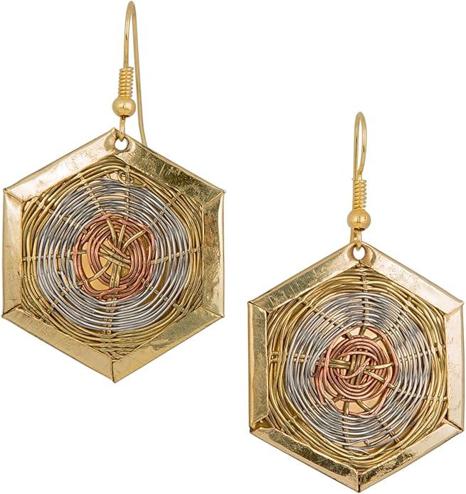 SPUNKYsoul Handmade 3 Toned Basket Weave Earrings | SPUNKYsoul Collection