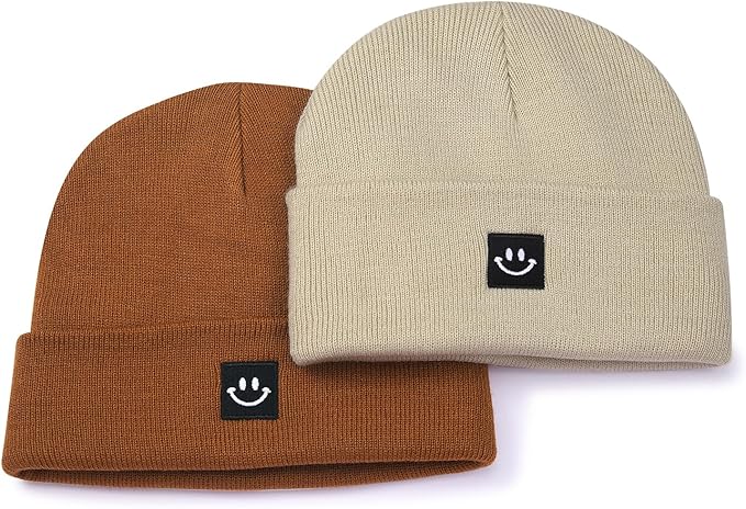 MaxNova 2 Pack Baby Beanie Fleece Lined Knit Toddler Hat for Girls Boys 0-8 Years