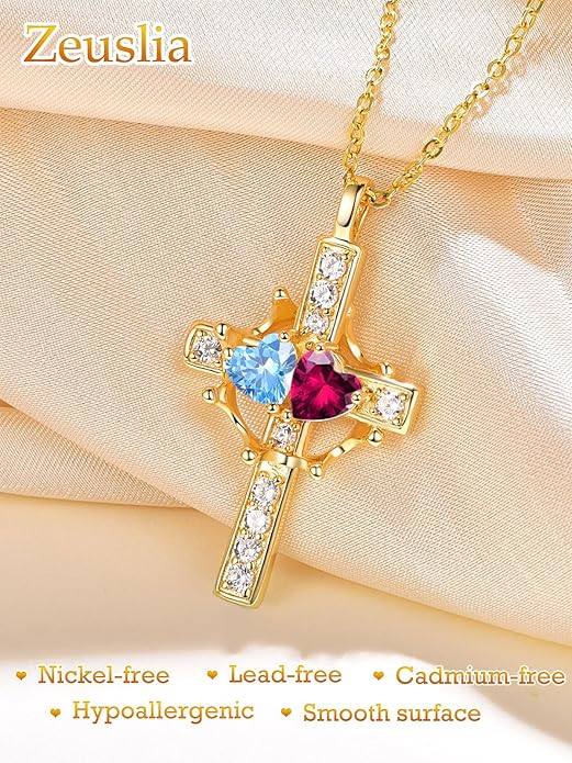 Valentine's Day Gifts for Wife 925 Sterling Silver Double Birthstone Pendant Necklaces I Love You for Always and Forever Necklace Anniversary Birthday Gifts for Wife Girlfriend Mom Her