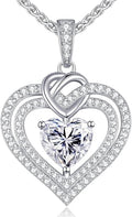 OOBEE Valentines Day Gift Moissanite Heart Necklaces for Women, 1- 4 Carat Moissanite 925 Sterling Silver 14K Gold Plated Pendant Necklace, Ideal Anniversary Birthday Christmas Mothers Day Jewelry Gifts for Mom Wife Her Girlfriend Daughter