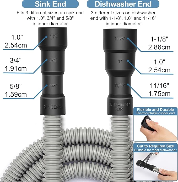 MyLifeUNIT Universal Dishwasher Drain Hose, 6.7 Ft Dishwasher Discharge Hose - Image 2