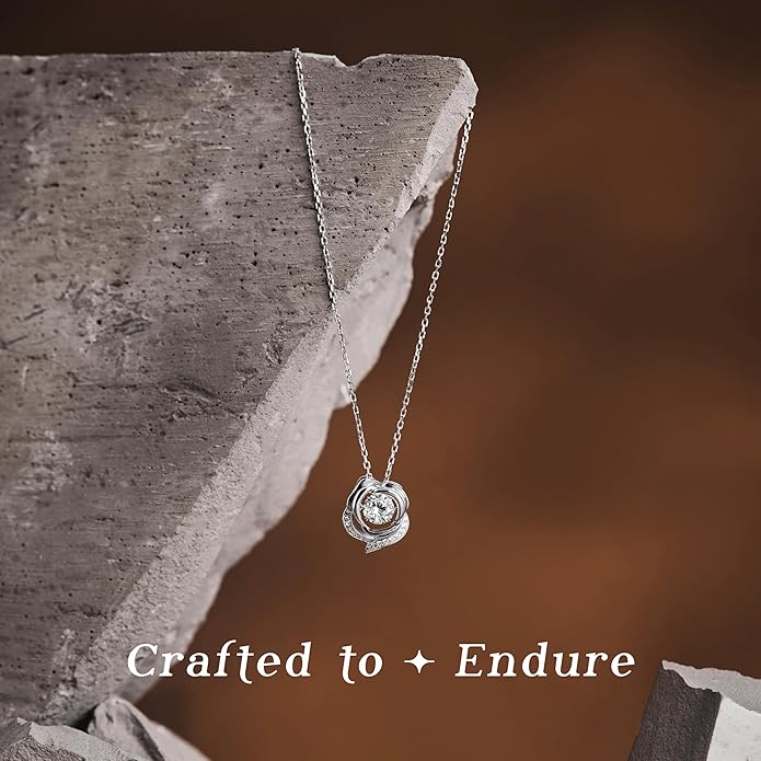 ARINZA Moissanite Necklace for Women, 1 Ct 925 Sterling Silver Dancing Diamond Pendant, 18+2 Inch Chain, Valentine’s Day Christmas Gift for Her, Wife, Mom, Anniversary, Birthday