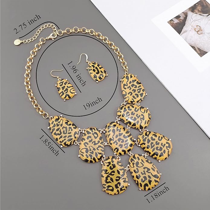 Firstmeet Chunky Bubble Statement Collar Necklace with Earrings for Women