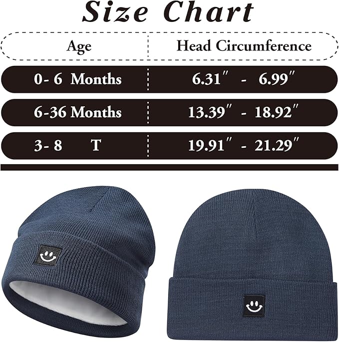 MaxNova 2 Pack Baby Beanie Fleece Lined Knit Toddler Hat for Girls Boys 0-8 Years