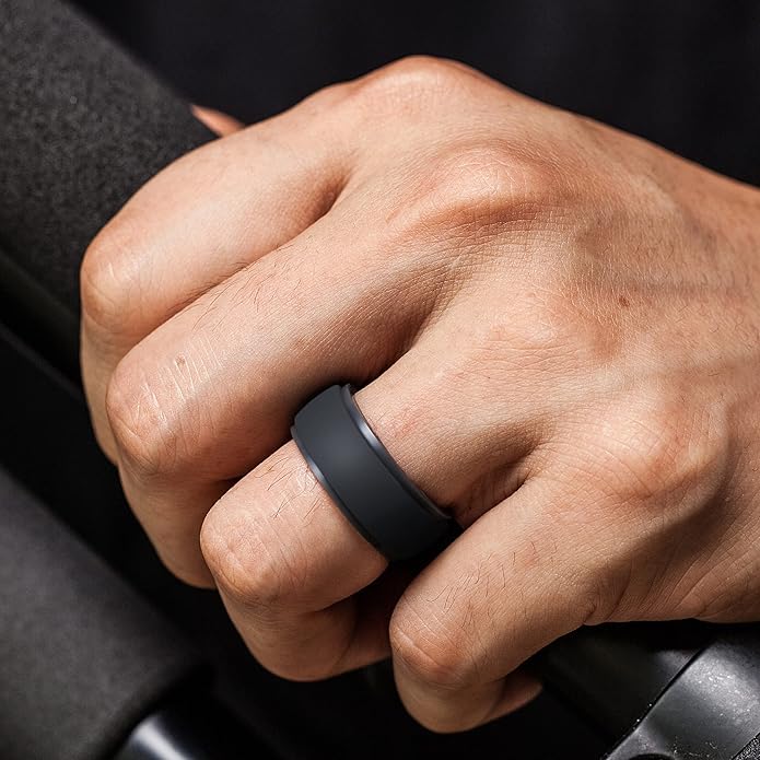 ThunderFit Men's Silicone Rings 10mm Wide 2.5mm Thick Rubber Bands, Breathable, Variety Multipack 1-10
