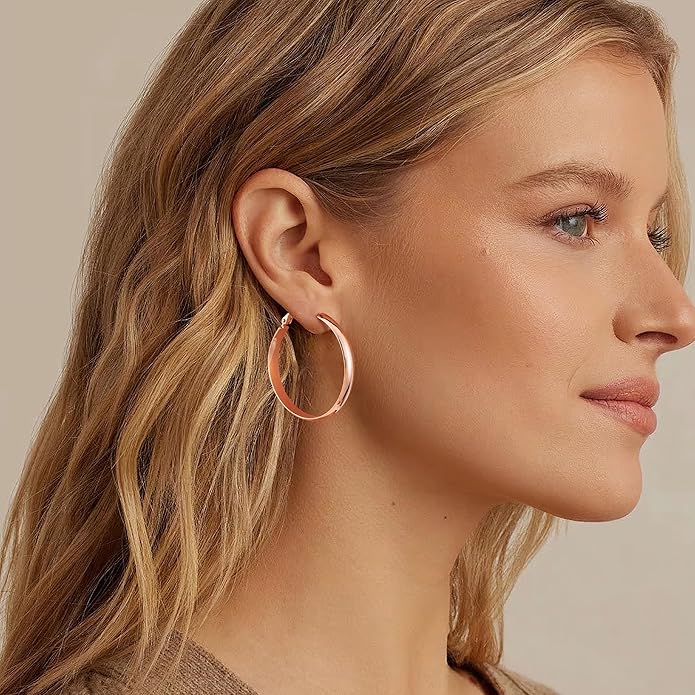 Gacimy 14K Gold Plated Hoop Earrings for Women, 14k Real Gold Plated with 925 Sterling Silver Post, Hypoallergenic Lightweight Thick Hoops Earrings for Women Trendy