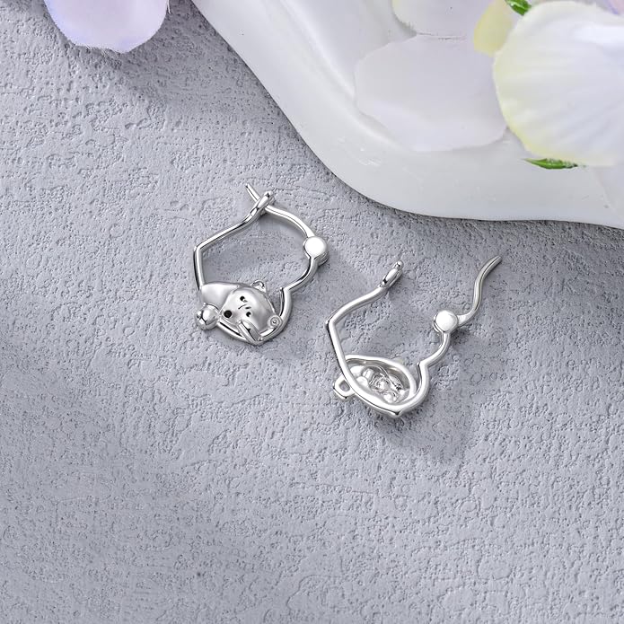 Hypoallergenic Earrings Rabbit Tiger Teddy Koala Puppy Panther Peacock Earrings Sterling Silver Animal Hug Hoop Earrings Jewelry Mothers Day Graduation Birthday Gifts for Women