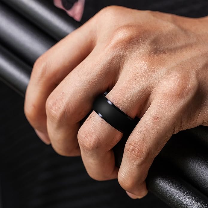 ThunderFit Men's Silicone Rings 10mm Wide 2.5mm Thick Rubber Bands, Breathable, Variety Multipack 1-10