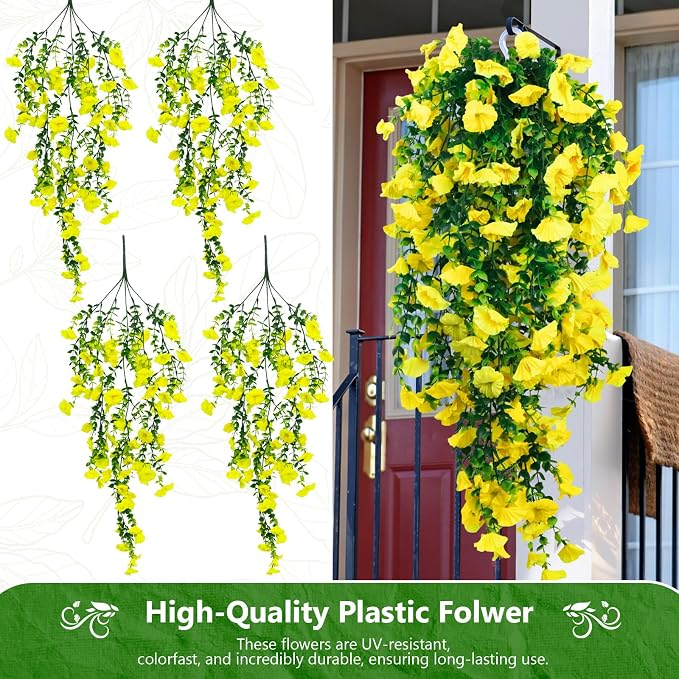 4-Pack Fake Hanging Plants, Faux Hanging Plant Artificial Greenery - Image 8