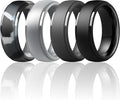ThunderFit Silicone Rings for Men - 7 Rings / 4 Rings / 1 Ring Step Edge Rubber Wedding Bands 10mm Wide - 2.5mm Thick