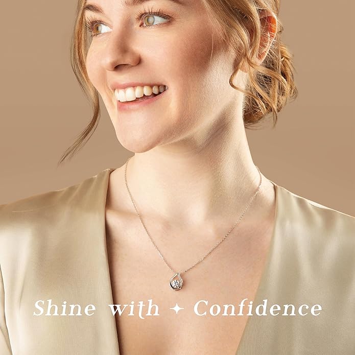 ARINZA Moissanite Necklace for Women, 1 Ct 925 Sterling Silver Dancing Diamond Pendant, 18+2 Inch Chain, Valentine’s Day Christmas Gift for Her, Wife, Mom, Anniversary, Birthday