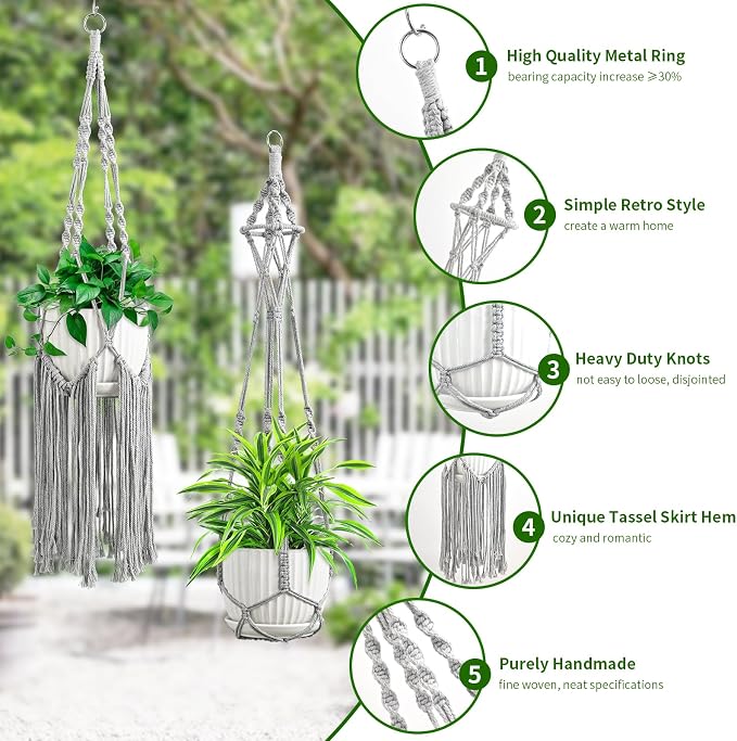SFENNGPET Macrame Plant Hangers, handmade macromay plant hangers, indoor flower - Image 2