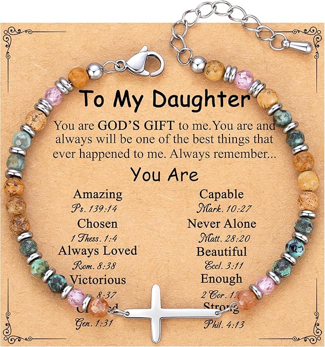 TONY & SANDY Christian Cross Bracelet for Women, Valentine's Day Gifts for Her, Confirmation Baptism Easter Gifts, Unique Gift for Friends Daughter Mom Sister in Christ Birthday Christmas
