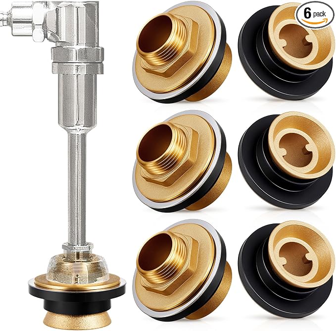 Zonon 6 Pcs 1 Inch x 3/4 Inch 100% Brass Closet Spud Urinal Spud Flush Valve by Zonon