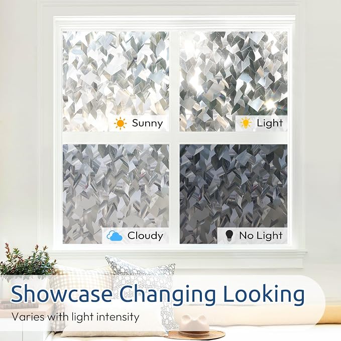 rabbitgoo Window Privacy Film, Crystal Icicles, 17.5" x 118.1" | Stained Glass - Image 6