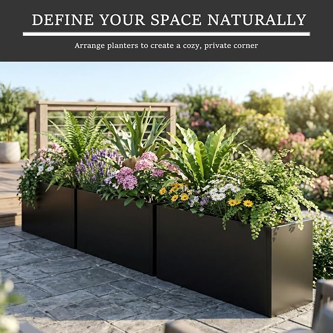 Metal Planter Box 32 Inch Outdoor, Galvanized Steel Raised Garden Bed | - Image 3