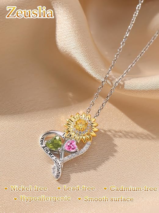 Valentine's Day Gifts for Wife 925 Sterling Silver Double Birthstone Pendant Necklaces I Love You for Always and Forever Necklace Anniversary Birthday Gifts for Wife Girlfriend Mom Her