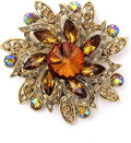 LAXPICOL Vintage Women's Austrian Crystal Elegant Flower Brooch Wedding Broach Pin